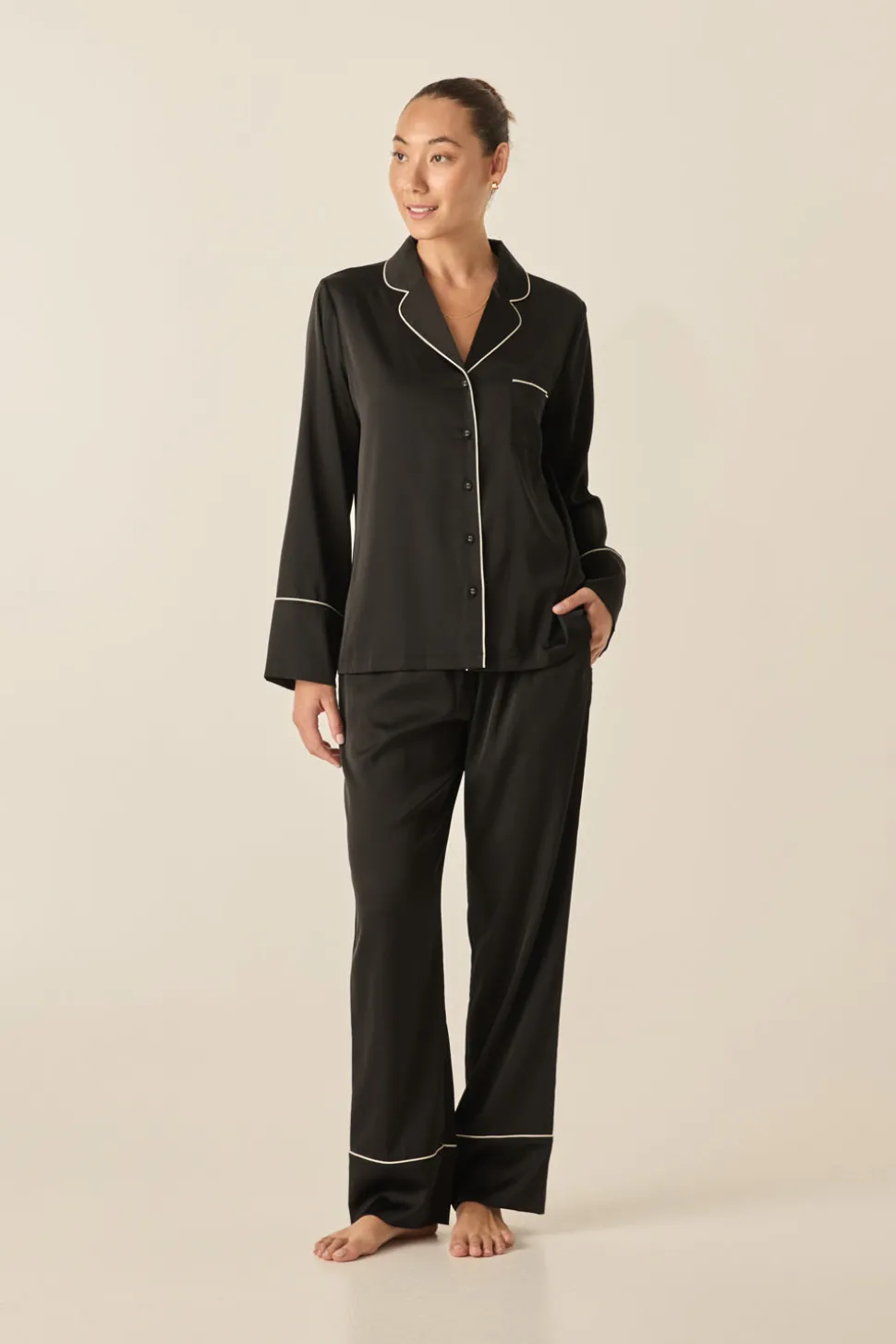 Adele Black Satin Set