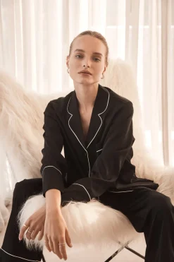 Adele Black Satin Set