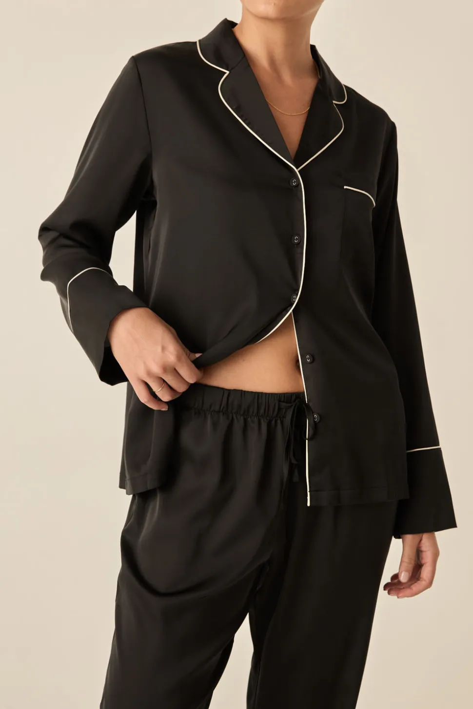 Adele Black Satin Set