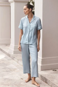 Aileen Blue Satin Crop Pant PJ