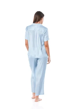 Aileen Blue Satin Crop Pant PJ