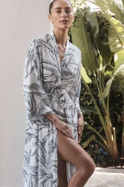 Angie White Black Satin Robe