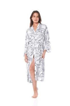 Angie White Black Satin Robe