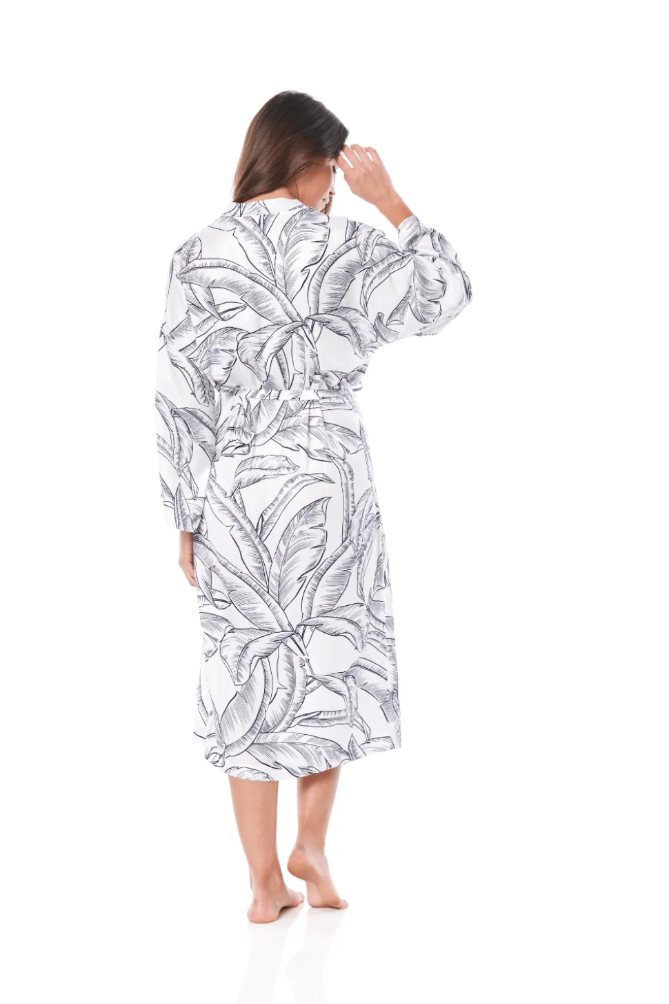 Angie White Black Satin Robe
