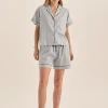Ariana Blue Double Piping Short Set