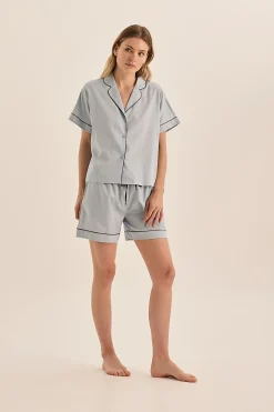 Ariana Blue Double Piping Short Set