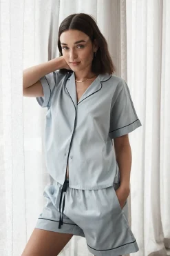 Ariana Blue Double Piping Short Set