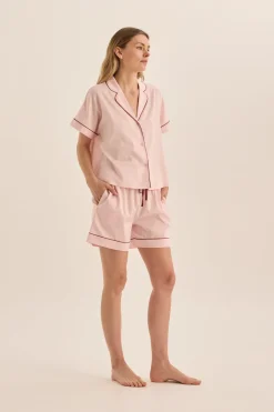 Ariana Pink Double Piping Short Set
