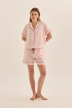Ariana Pink Double Piping Short Set