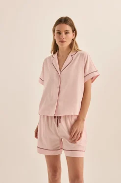 Ariana Pink Double Piping Short Set