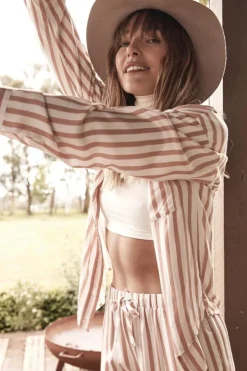Axelle Tan Stripe PJ Set