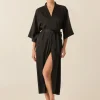 Bethany Black Silky Satin Robe