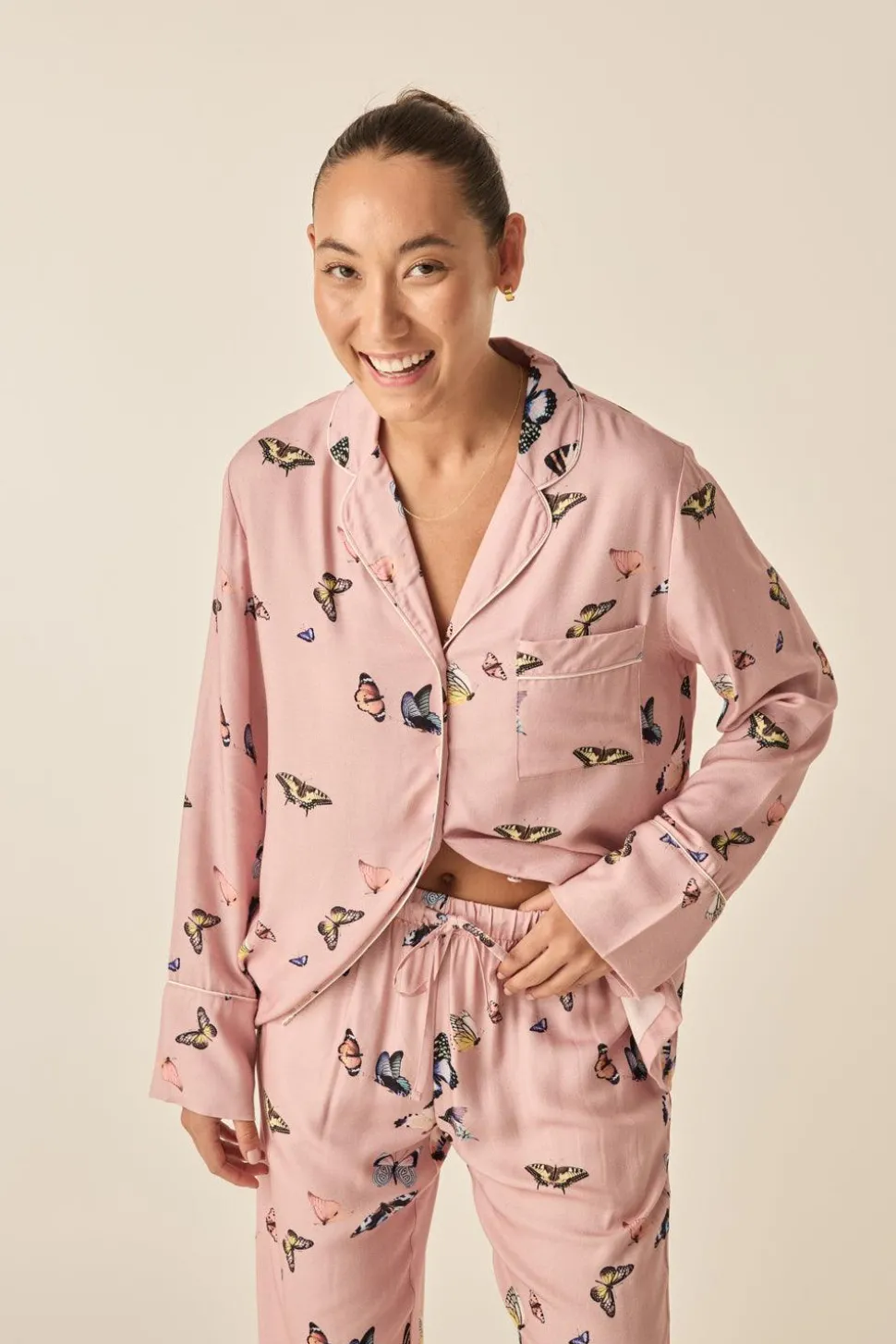 Catalina Pink Butterfly Viscose Set