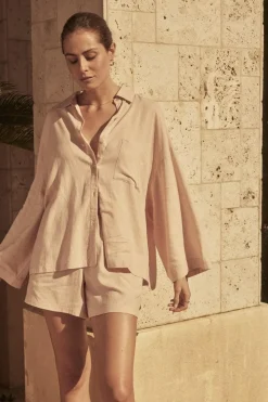 Cecelia Salmon Linen Short Pj