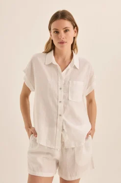 Charlotte White Linen Pyjama Set