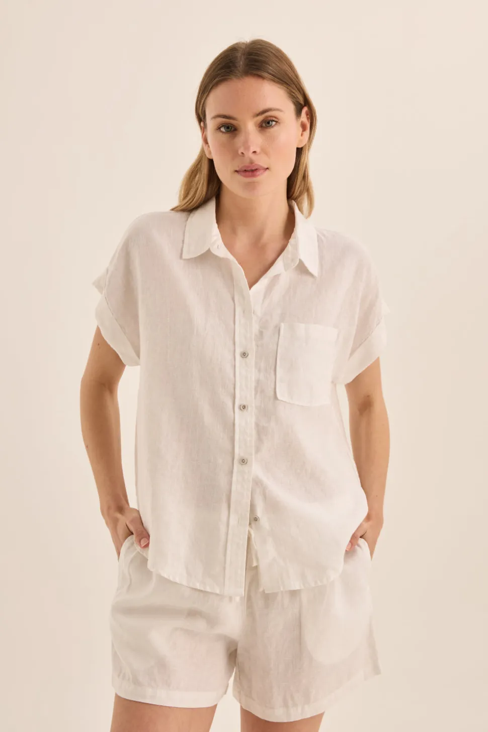 Charlotte White Linen Pyjama Set