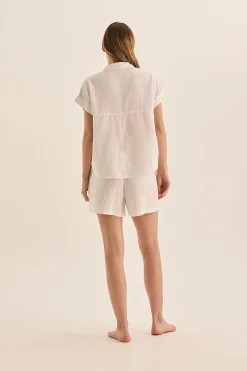 Charlotte White Linen Pyjama Set