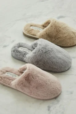 Cortina Plush Fluffy Slipper Grey