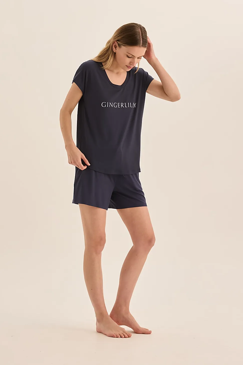 Dahlia Navy Bamboo Short Set