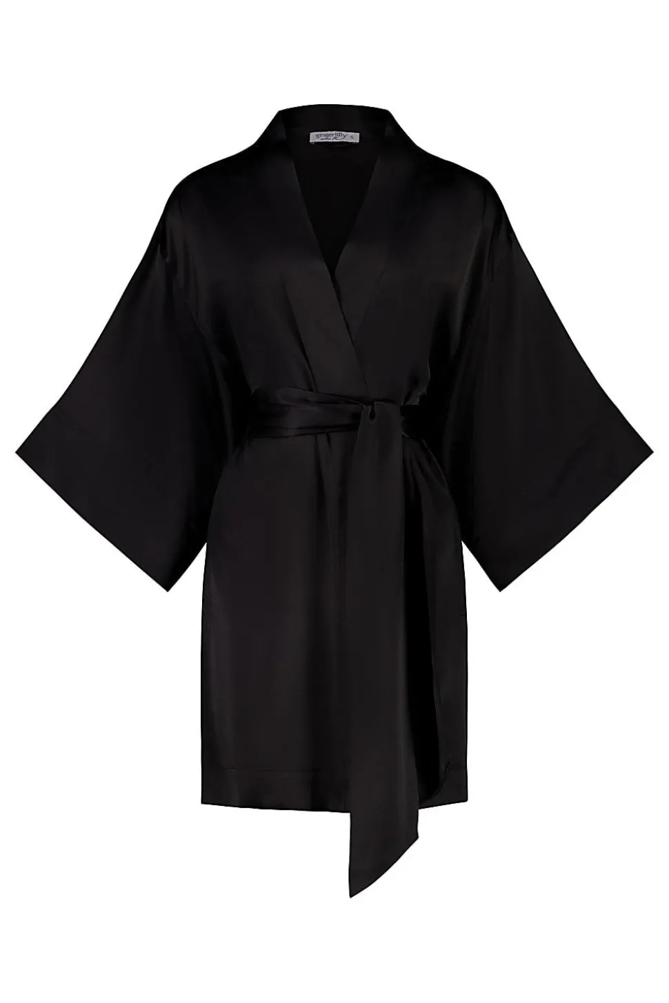 Diamond Pure Silk Black Short Robe