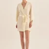 Diamond Pure Silk Ivory Short Robe