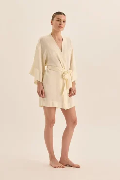Diamond Pure Silk Ivory Short Robe