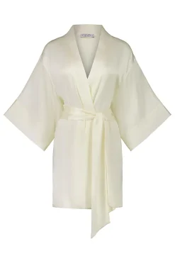 Diamond Pure Silk Ivory Short Robe