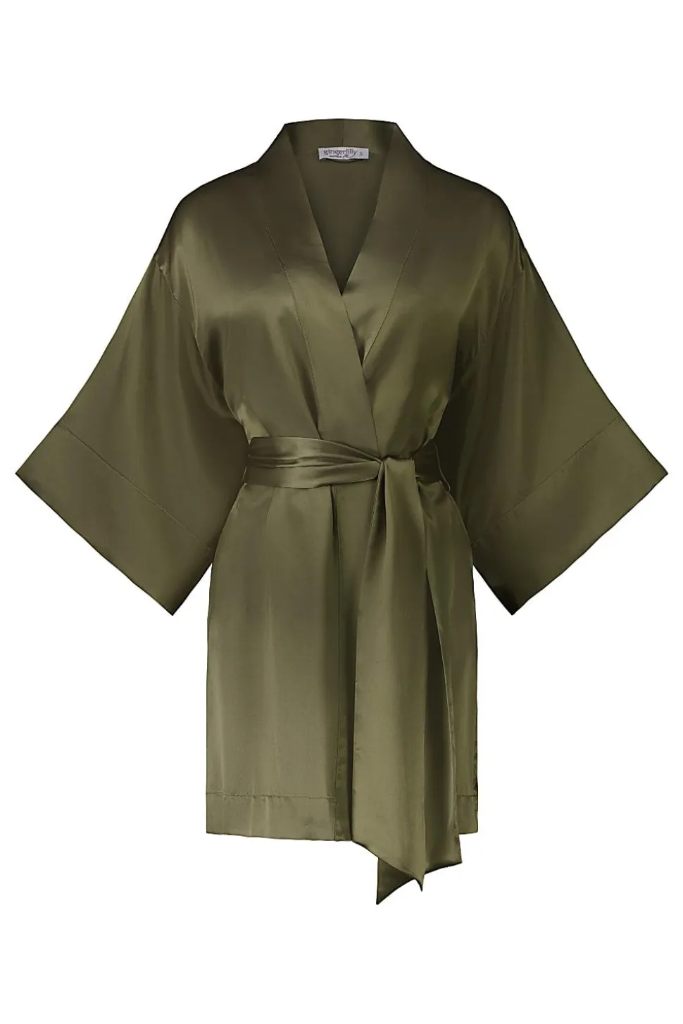 Diamond Pure Silk Olive Short Robe