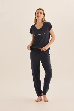 Elara Navy Bamboo Pyjama Set