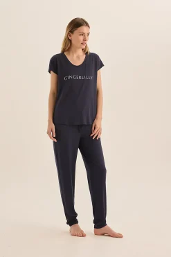 Elara Navy Bamboo Pyjama Set