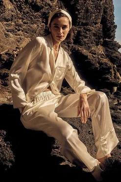 Emerald Silk Long Sleeve Wide Leg Pyjama Set
