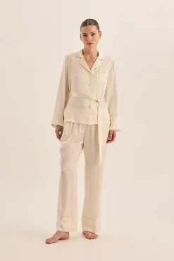 Emerald Silk Long Sleeve Wide Leg Pyjama Set