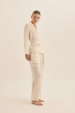 Emerald Silk Long Sleeve Wide Leg Pyjama Set