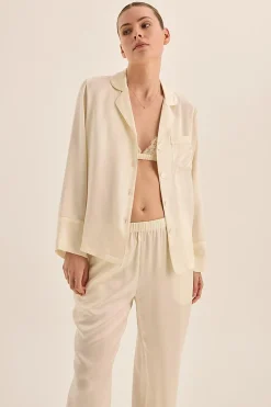 Emerald Silk Long Sleeve Wide Leg Pyjama Set