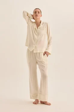 Emerald Silk Long Sleeve Wide Leg Pyjama Set