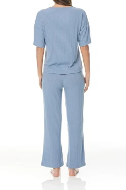 Emma Wide Leg Ribbed Lounge PJ