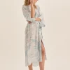Everly White Blue Satin Robe