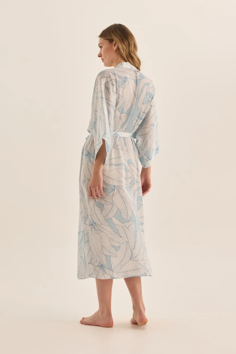 Everly White Blue Satin Robe