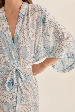 Everly White Blue Satin Robe