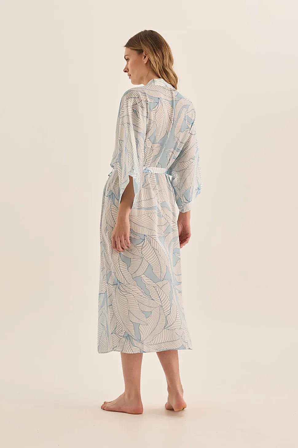 Everly White Blue Satin Robe