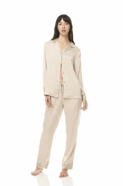 Evette Satin Biscuit PJ Set