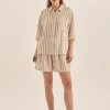 Evie Natural Stripe Linen Short Set