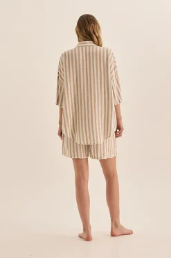 Evie Natural Stripe Linen Short Set