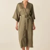 Florence Olive Satin Robe