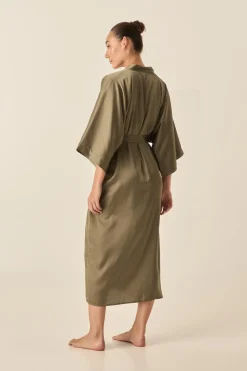 Florence Olive Satin Robe