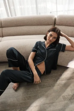 Floriana Navy Satin Pyjama
