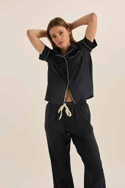 Floriana Navy Satin Pyjama