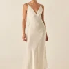 Freda Ivory Satin Long Chemise