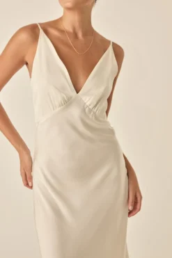 Freda Ivory Satin Long Chemise