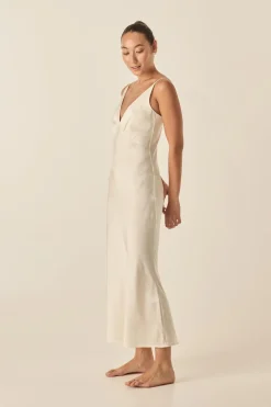 Freda Ivory Satin Long Chemise